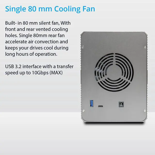 Alt view image 4 of 8 - 5 Bay USB 3.2 Type-C 10Gbps Daisy-Chain Hard Drive Enclosure DAS, Support 120TB (5x 24TB) 2.5" & 3.5" SATA HDD/SSD - SY-ENC50128