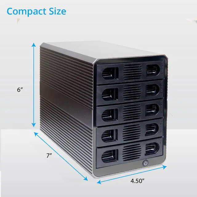 Alt view image 5 of 8 - 5 Bay USB 3.2 Type-C 10Gbps Daisy-Chain Hard Drive Enclosure DAS, Support 120TB (5x 24TB) 2.5" & 3.5" SATA HDD/SSD - SY-ENC50128