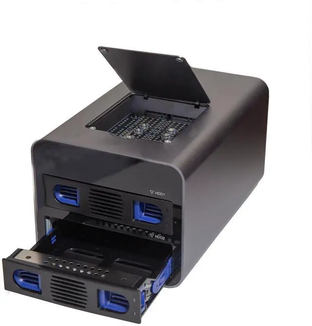 Alt view image 7 of 9 - USB 3.2 (10Gbps) Type-C 2 Bay 2.5 Inch and 3.5 Inch SATA Hard Drive + 2 Bay M.2 NMVe Combo External Hard Drive Enclosure - SY-ENC50127