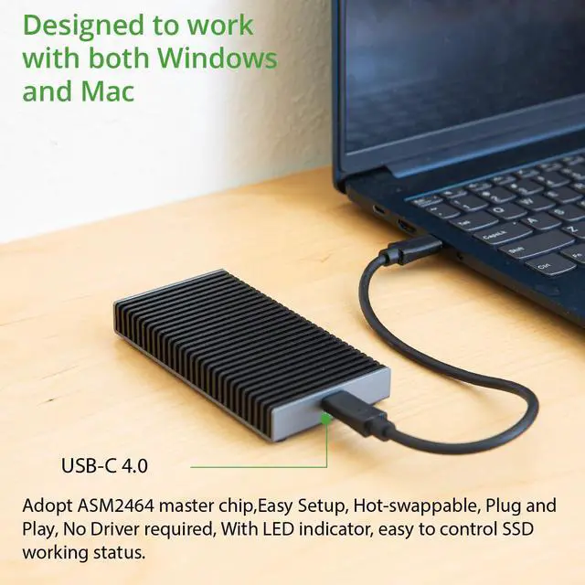 Alt view image 4 of 7 - Portable NVMe USB4.0 (USB-C) SSD Ultra-Fast External SSD Drive Aluminum Enclosure (Enclosure Only)