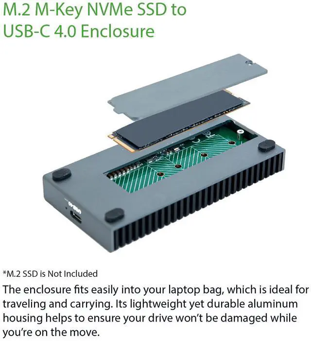 Alt view image 5 of 7 - Portable NVMe USB4.0 (USB-C) SSD Ultra-Fast External SSD Drive Aluminum Enclosure (Enclosure Only)