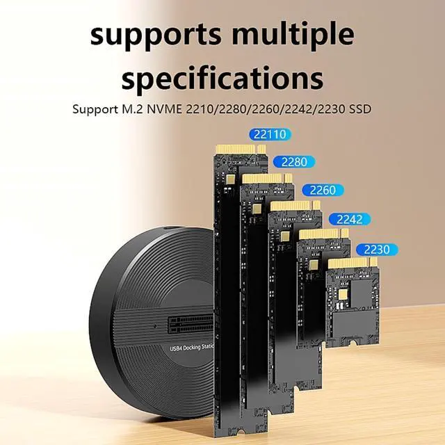 Alt view image 2 of 6 - USB4.0 (USB-C) 40G Portable NVMe M-Key (B+M) / NVMe / PCIe SSD (22110, 2280, 2260, 2242, 2230) Ultra Fast External SSD Docking (Docking Only)