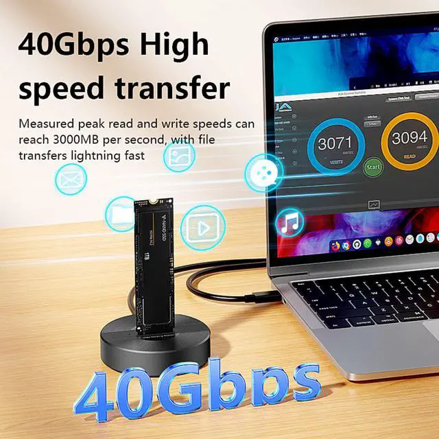 Alt view image 4 of 6 - USB4.0 (USB-C) 40G Portable NVMe M-Key (B+M) / NVMe / PCIe SSD (22110, 2280, 2260, 2242, 2230) Ultra Fast External SSD Docking (Docking Only)