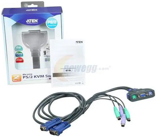 Alt view image 4 of 4 - ATEN CS62 2-port KVM Switch with Built-in Cables