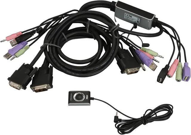 Alt view image 2 of 3 - ATEN CS62DU 2 Port DVI USB KVM with Bonded Cables and Audio