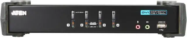 Alt view image 2 of 6 - ATEN CS1764A 4-Port USB DVI / Audio KVMP Switch