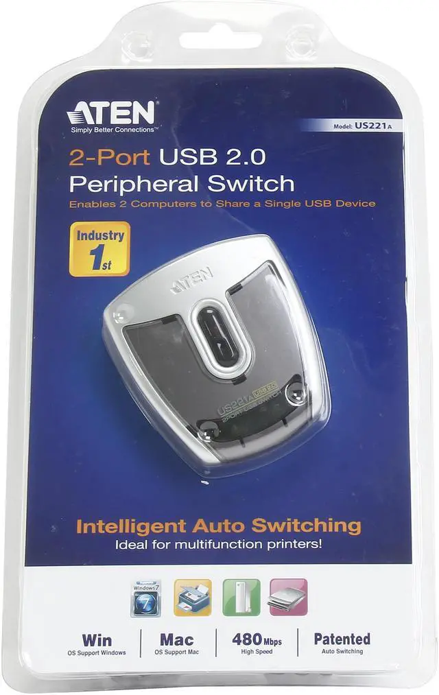 Alt view image 7 of 7 - ATEN US221A 2-Port USB 2.0 Peripheral Switch