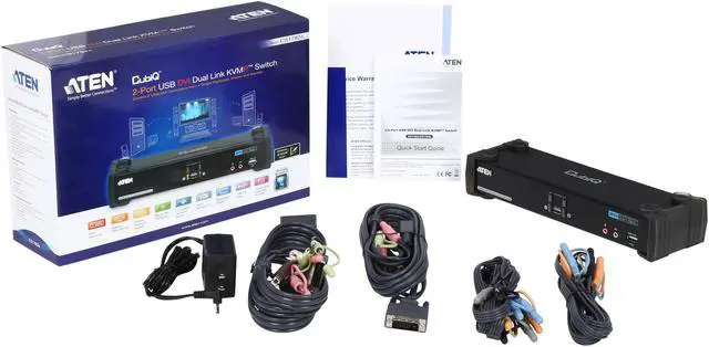 Alt view image 6 of 6 - ATEN CS1782A 2-port DVI Dual Link KVM with USB peripheral and Audio Support
