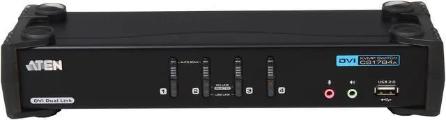Alt view image 3 of 7 - ATEN CS1784A 4 Port Dual-Link DVI KVM with USB 2.0 and 2.1 Audio Support
