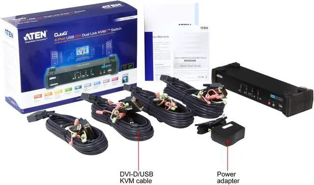 Alt view image 8 of 7 - ATEN CS1784A 4 Port Dual-Link DVI KVM with USB 2.0 and 2.1 Audio Support