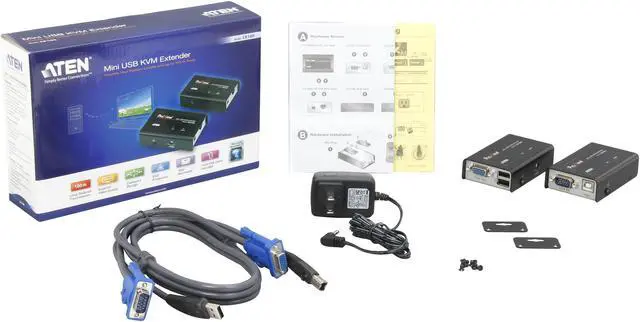 Alt view image 7 of 8 - ATEN CE100 Cat5 USB KVM Mini Console Extender - up to 320 ft