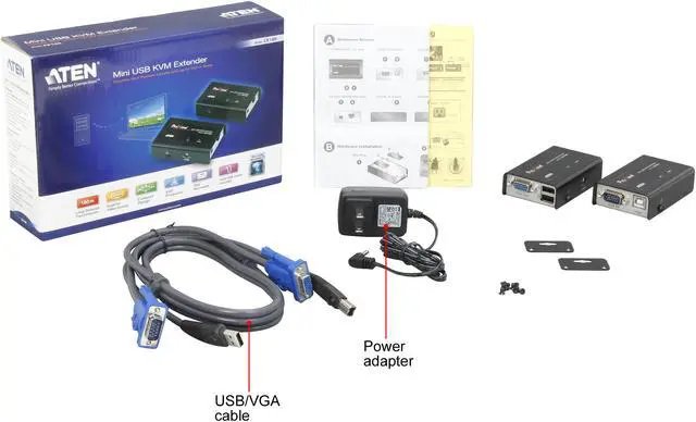 Alt view image 8 of 8 - ATEN CE100 Cat5 USB KVM Mini Console Extender - up to 320 ft