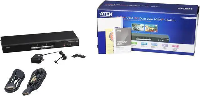 Alt view image 5 of 5 - ATEN CS1644A 4-port Dual Video Dual Link DVI KVMP Switch with Audio Support, Cables Included
