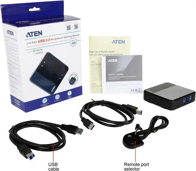 Alt view image 6 of 6 - ATEN US234 2-port USB 3.0 Peripheral Sharing Device