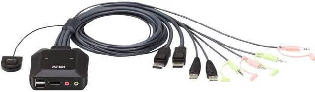 Main image of Aten 2-Port USB DisplayPort Cable KVM Switch with Remote Port Selector