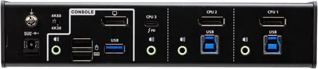 Alt view image 3 of 6 - ATEN 4K 3-Port USB-C and DisplayPort KVM Switch / Hybrid KVMP Switch (CS1953)