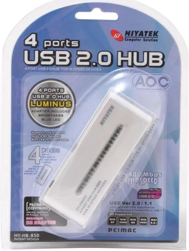Alt view image 5 of 5 - HIYATEK HUB-USB2-850W 4 Port USB2.0 White HUB