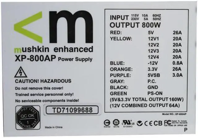 Alt view image 7 of 11 - Mushkin Enhanced 550300 800 W ATX12V / EPS12V SLI Ready CrossFire Ready Modular Active PFC Power Supply