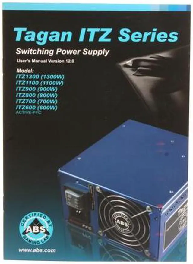 Alt view image 9 of 9 - ABS Tagan ITZ Series ITZ1100 1100 W ATX12V / EPS12V SLI Certified CrossFire Ready Active PFC Power Supply