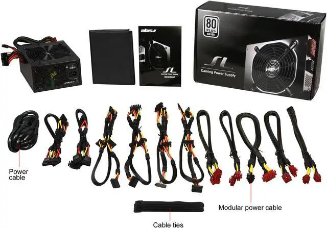 Alt view image 7 of 7 - ABS SL series SL1050 1050W Continuous @50°C ,80 PLUS SILVER Certified,Modular Cable Design,Single 12V Rail,ATX12V v2.3/ EPS12V v2.92,SLI Ready,CrossFire Ready,Active PFC"Compatible with Core i7, i5" Power Supply