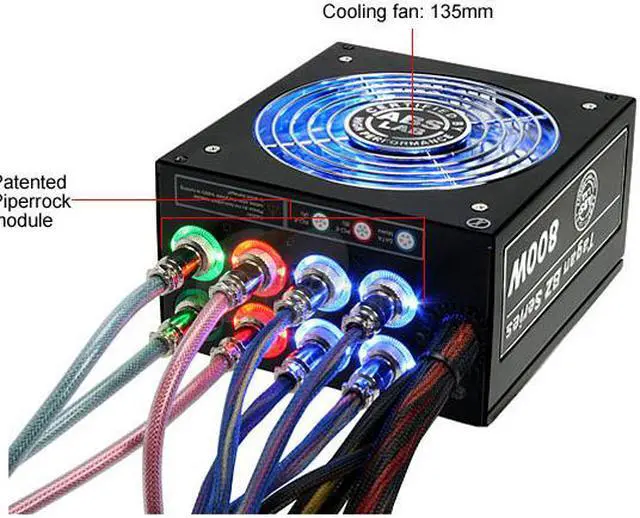 Alt view image 3 of 18 - ABS Tagan BZ Series BZ800 800 W ATX12V / EPS12V SLI Ready CrossFire Ready 80 PLUS Certified PipeRock type modular cable with colorful LED Active PFC Patent Piperock Modular Power Supply