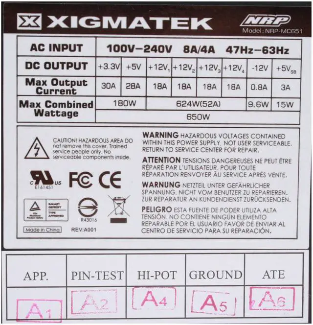 Alt view image 5 of 11 - XIGMATEK MC NRP-MC651 650 W ATX12V Ver.2.2 / EPS12V Ver. 2.92 SLI Ready CrossFire Ready 80 PLUS Certified Modular Active PFC Power Supply