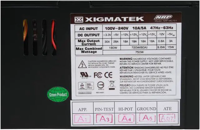 Alt view image 5 of 11 - XIGMATEK MC NRP-MC751 750 W ATX12V Ver.2.2 / EPS12V Ver. 2.92 SLI Ready CrossFire Ready 80 PLUS Certified Modular Active PFC Power Supply