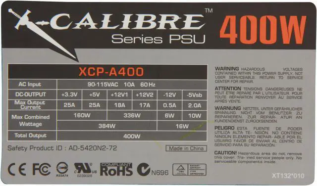 Alt view image 5 of 7 - XIGMATEK XCP-A400 400 W ATX12V Ver2.3 Power Supply