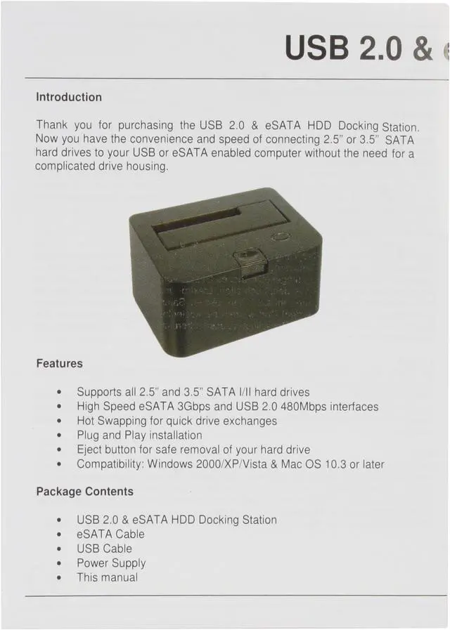 Alt view image 7 of 8 - Nippon Labs Delux USB 2.0 and eSATA Combo HDD Docking Station External Enclosure USB2.0 & eSATA 2.5" & 3.5" Enclosure Dock for SATA I and SATA II Hard Drive Model NL-COMBODK