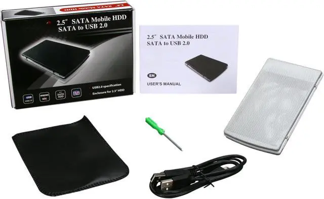 Alt view image 5 of 5 - Nippon Labs EN-25SATA-SLN 2.5" Silver SATA USB 2.0 HDD Enclosure with Net Exterior Design