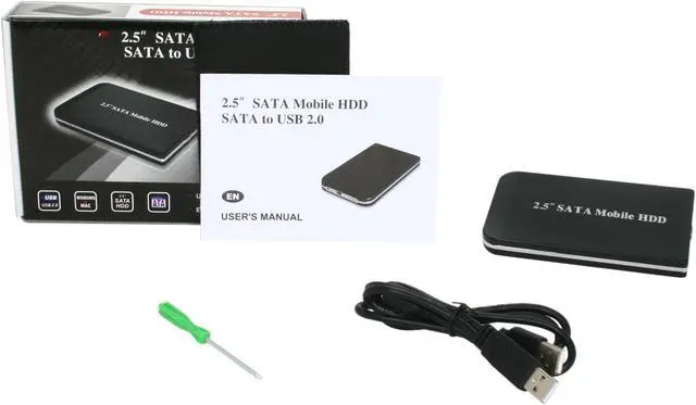 Alt view image 6 of 6 - Nippon Labs EN-25SATA-BKS Aluminum 2.5" Black SATA USB 2.0 HDD Enclosure