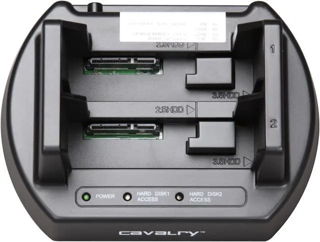 Alt view image 2 of 4 - Cavalry EN-CAHDD2B-D Plastic 2.5" & 3.5" Black SATA USB 2.0 2-Bay Hard Drive Dock w/ RAID