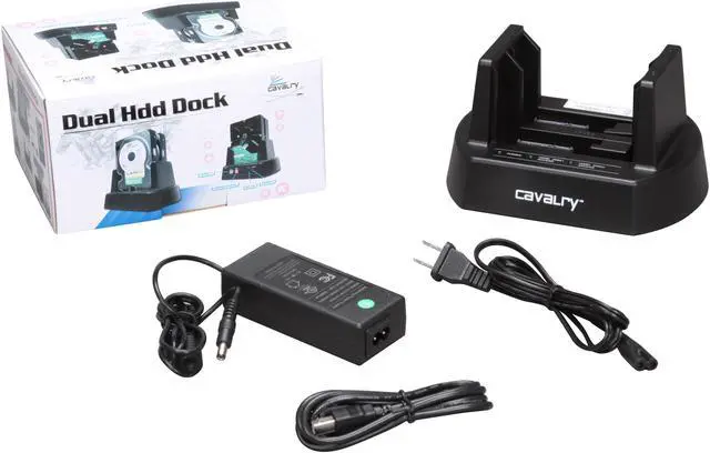 Alt view image 4 of 4 - Cavalry EN-CAHDD2B-D Plastic 2.5" & 3.5" Black SATA USB 2.0 2-Bay Hard Drive Dock w/ RAID