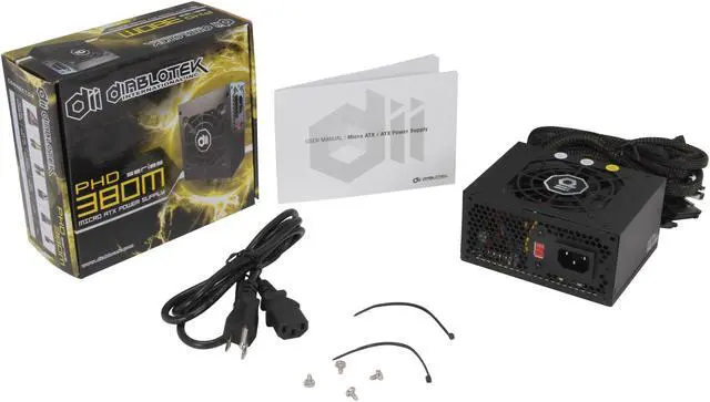 Alt view image 8 of 8 - Diablotek PHD Series PHD380M 380 W Micro ATX Power Supply