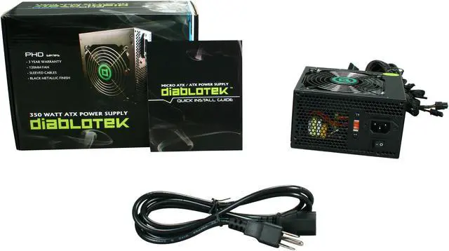 Alt view image 7 of 7 - Diablotek PHD Series PHD350 350 W ATX12V V2.2 Power Supply