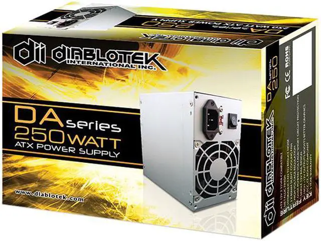 Alt view image 6 of 6 - Diablotek DA Series PSDA250 250 W ATX Power Supply