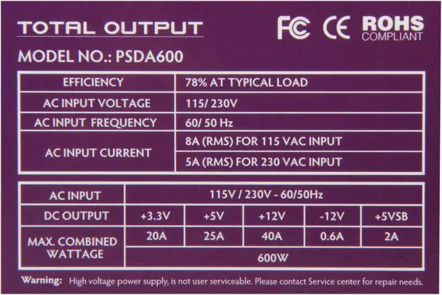 Alt view image 5 of 7 - Diablotek DA Series PSDA600 600 W ATX12V v2.2 Power Supply