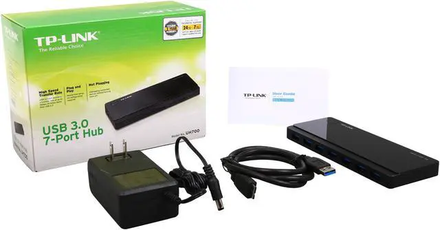 Alt view image 6 of 6 - TP-LINK UH700 7-Port USB 3.0 Hub, 5Gbps Transfer Rate with 12V/2.5A Power Adapter, 1-Meter USB 3.0 Cable, Plug and Play