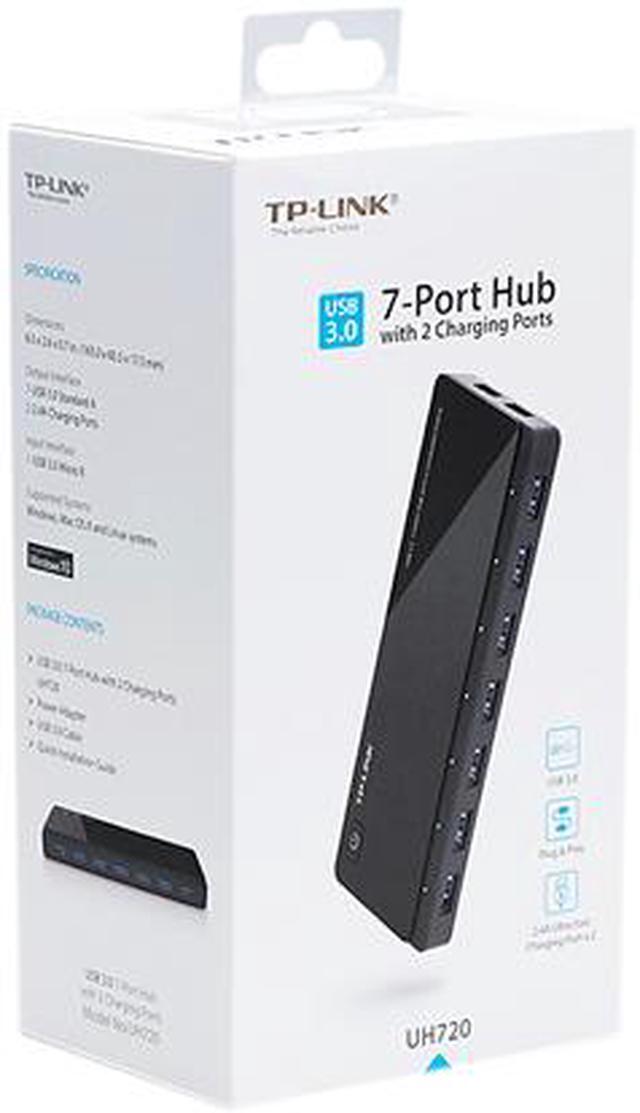Alt view image 6 of 5 - TP-Link Powered USB Hub 3.0 with 7 USB 3.0 Data Ports and 2 Smart Charging USB Ports. Compatible with Windows, Mac, Chrome & Linux OS, with Power On/Off Button, 12V/4A Power Adapter(UH720)