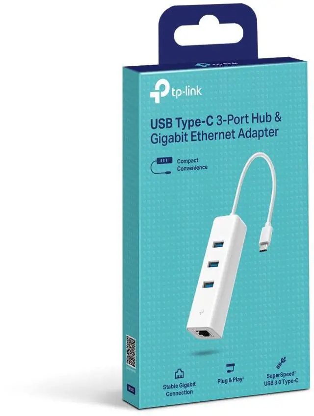 Alt view image 4 of 4 - TP-Link UE330C USB Type-C 3-Port Hub & Gigabit Ethernet Adapter