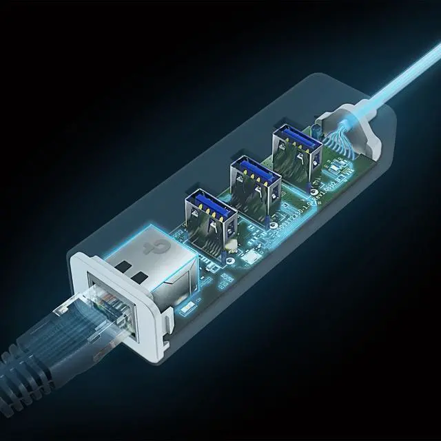 Alt view image 3 of 4 - TP-Link UE330C USB Type-C 3-Port Hub & Gigabit Ethernet Adapter