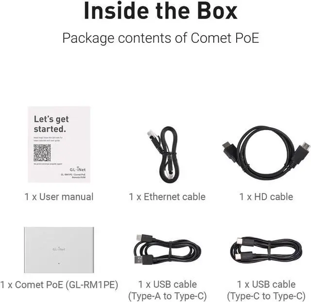 Alt view image 6 of 17 - GL.iNet Comet PoE (GL-RM1PE) Remote KVM Control Over Internet - PoE/Type - C Dual Power Option 4K@30Hz,32GB EMMC Tailscale Support for PC Server Remote Access Power Management Adapted KVM Switches