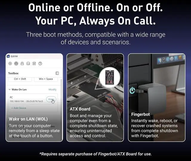 Alt view image 7 of 13 - GL.iNet Comet Pro (GL-RM10) Remote KVM Over Wi-Fi, Dual Band Wi-Fi 6, 4K@30FPS Passthrough, Touchscreen, 32GB eMMC,Tailscale Support Remote Access and ATX/fingerbot for Disaster Recovery, Home Office