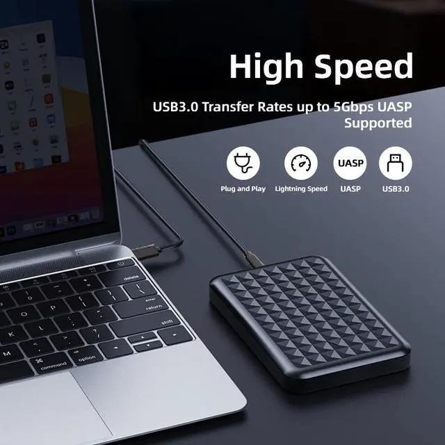 Alt view image 4 of 14 - KingSpec 2.5 SSD Enclosure, Tool Free 2.5 SATA Adapter USB 3.1 Gen 2 10Gbps with USB Type C