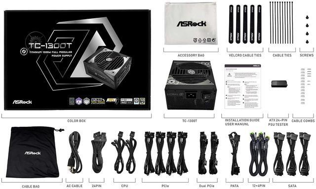 Alt view image 9 of 10 - ASRock Taichi TC-1300T 1300W 80 PLUS TITANIUM & Cybenetics TITANIUM Full Modular Power Supply, ATX3.1 & PCIe5.1 Ready with Dual Color 12V-2x6 Cables(2pcs), 10 Years Warranty