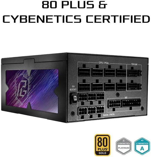 Alt view image 4 of 10 - ASRock Phantom Gaming PG-1600G 1600W 80 PLUS GOLD & Cybenetics PLATINUM Full Modular Power Supply, ATX3.1 & PCIe5.1 Ready with Dual Color 12V-2x6 Cables(2pcs), 10 Years Warranty