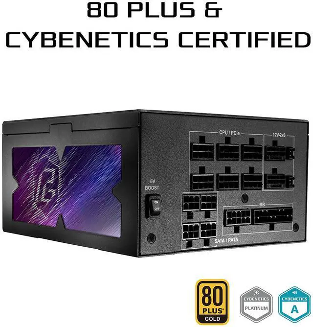 Alt view image 3 of 10 - ASRock Phantom Gaming PG-1300G 1300W 80 PLUS GOLD & Cybenetics PLATINUM Full Modular Power Supply, ATX3.1 & PCIe5.1 Ready with Dual Color 12V-2x6 Cables(2pcs), 10 Years Warranty