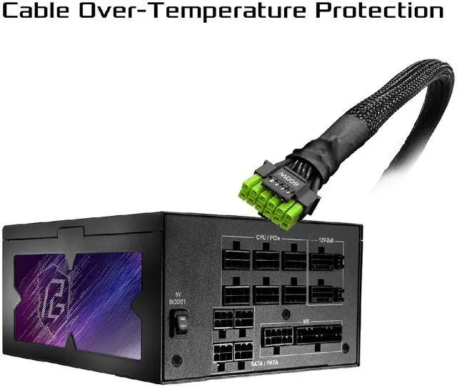 Alt view image 4 of 10 - ASRock Phantom Gaming PG-1300G 1300W 80 PLUS GOLD & Cybenetics PLATINUM Full Modular Power Supply, ATX3.1 & PCIe5.1 Ready with Dual Color 12V-2x6 Cables(2pcs), 10 Years Warranty