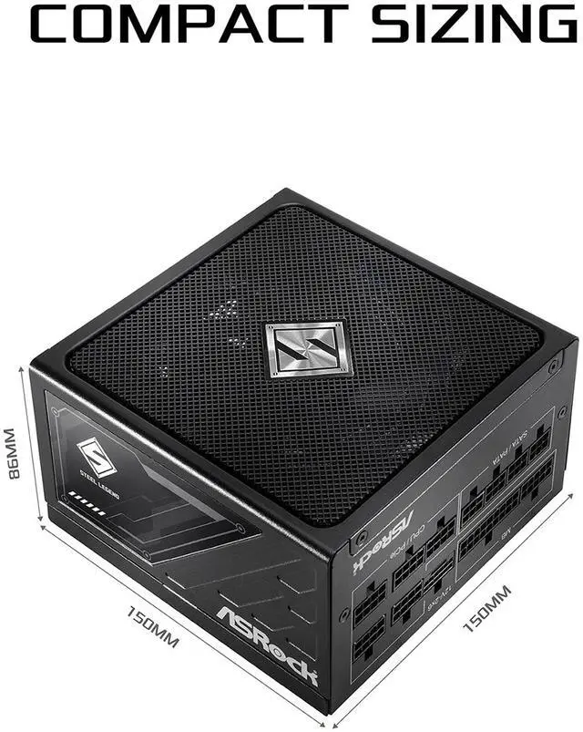 Alt view image 2 of 9 - ASRock Steel Legend SL-1000G 1000W 80 PLUS GOLD & Cybenetics PLATINUM Full Modular Power Supply, ATX3.1 & PCIe5.1 Ready with Dual Color 12V-2x6 Cable, 10 Years Warranty