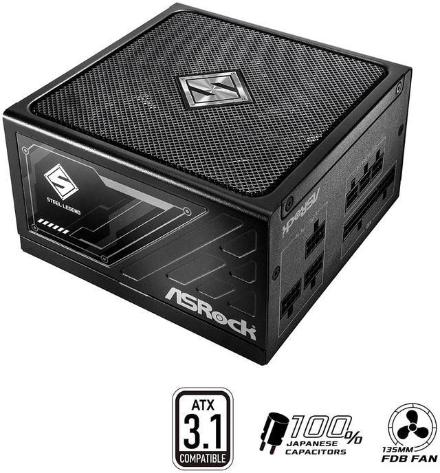 Main image of ASRock Steel Legend SL-650G 650W 80 PLUS GOLD & Cybenetics PLATINUM Full Modular Power Supply, ATX3.1 Ready, 10 Years Warranty